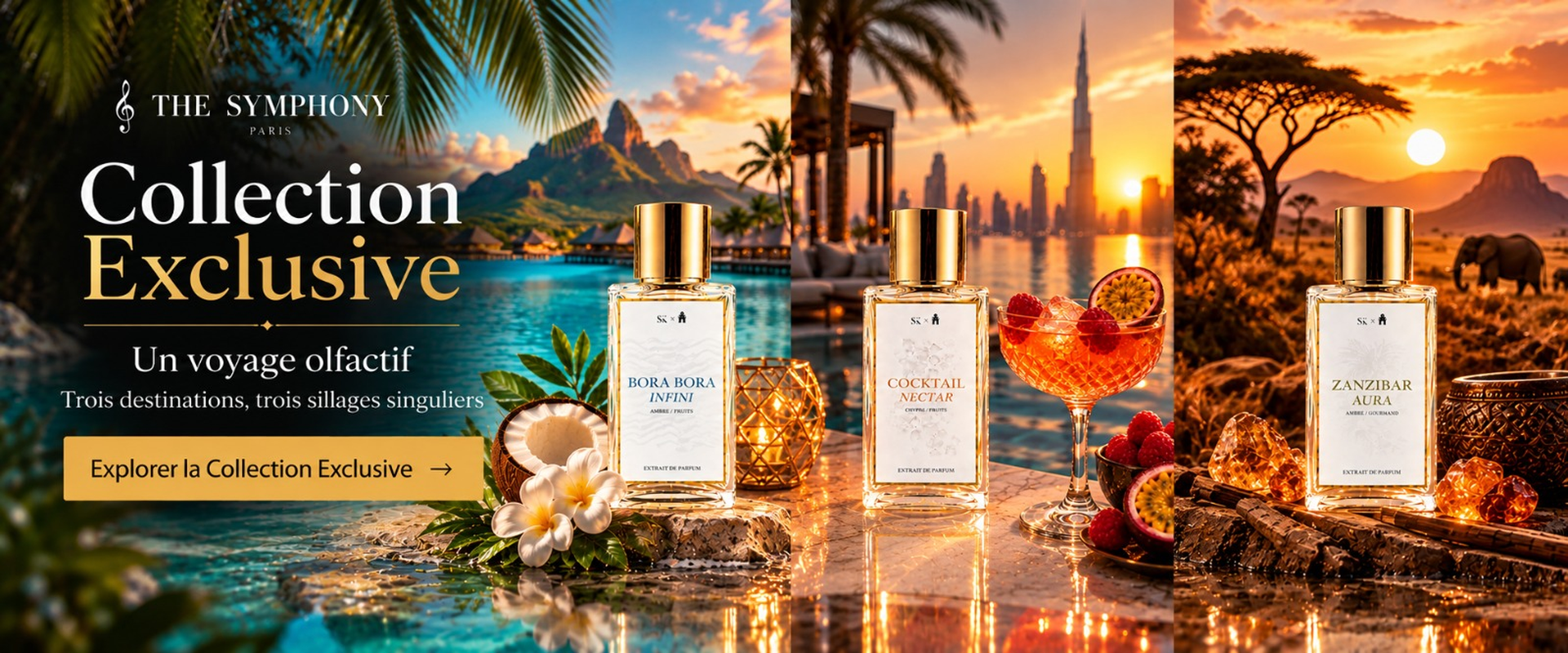 Collection Exclusive : Bora Bora INFINI, Cocktail NECTAR et Zanzibar AURA